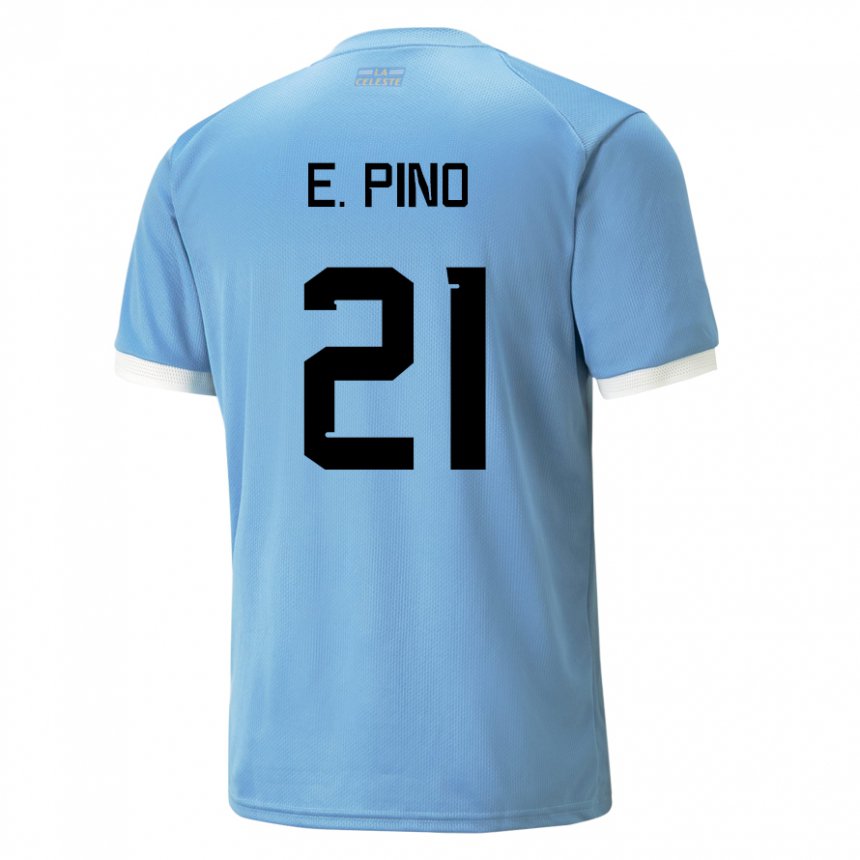 Enfant Maillot Uruguay Emiliano Del Pino #21 Bleu Tenues Domicile 22-24 T-shirt Suisse