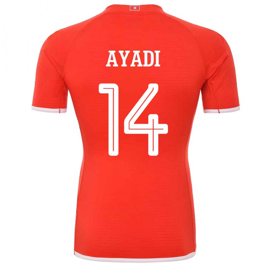 Enfant Maillot Tunisie Ghada Ayadi #14 Rouge Tenues Domicile 22-24 T-shirt Suisse