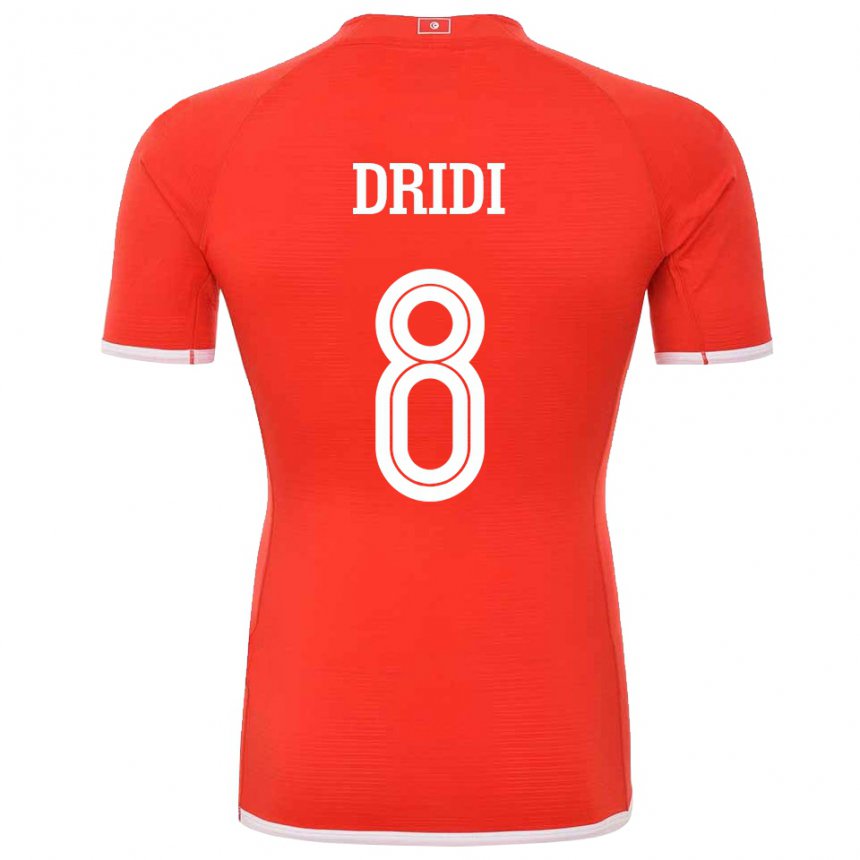 Enfant Maillot Tunisie Yassine Dridi #8 Rouge Tenues Domicile 22-24 T-shirt Suisse