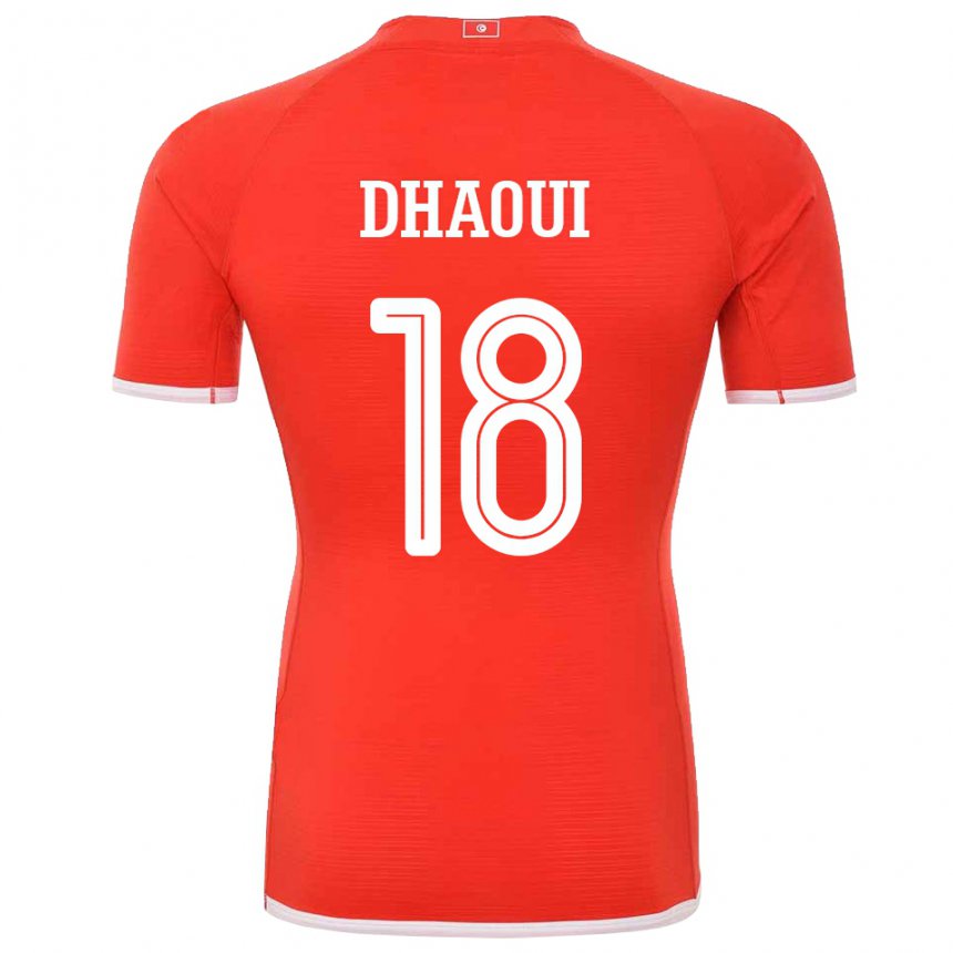 Enfant Maillot Tunisie Mouhamed Dhaoui #18 Rouge Tenues Domicile 22-24 T-shirt Suisse