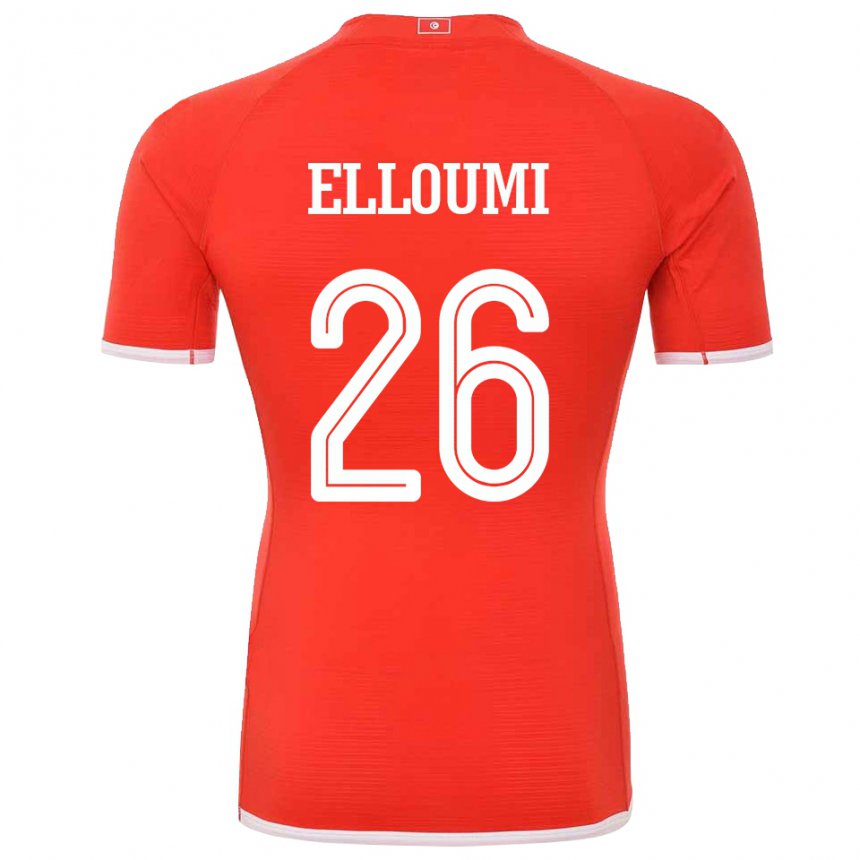 Kinder Tunesische Khalil Elloumi #26 Rot Heimtrikot Trikot 22-24 T-shirt Schweiz