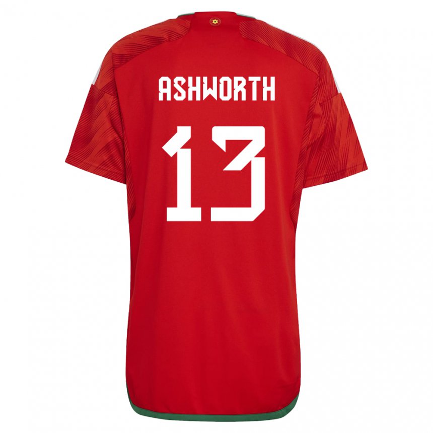 Enfant Maillot Pays De Galles Fin Ashworth #13 Rouge Tenues Domicile 22-24 T-shirt Suisse