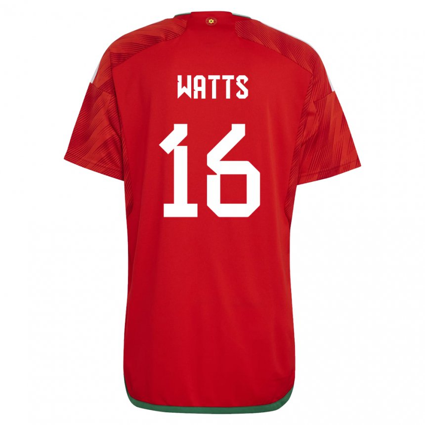 Enfant Maillot Pays De Galles Daniel Watts #16 Rouge Tenues Domicile 22-24 T-shirt Suisse