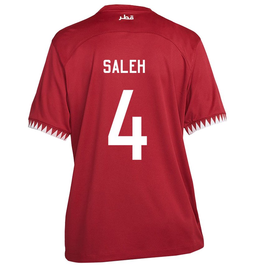 Kinder Katarische Hagar Saleh #4 Kastanienbraun Heimtrikot Trikot 22-24 T-shirt Schweiz
