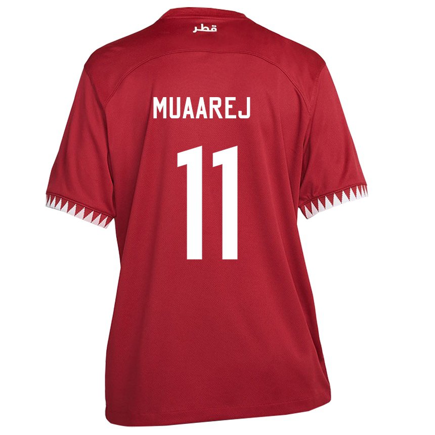 Enfant Maillot Qatar Mooza Muaarej #11 Bordeaux Tenues Domicile 22-24 T-shirt Suisse