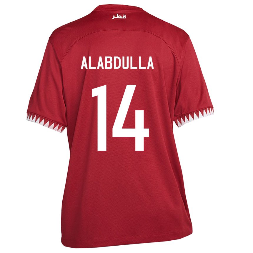 Enfant Maillot Qatar Moudhi Alabdulla #14 Bordeaux Tenues Domicile 22-24 T-shirt Suisse