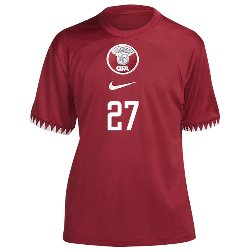 Enfant Maillot Qatar Nasra Alsiyabi #27 Bordeaux Tenues Domicile 22-24 T-shirt Suisse