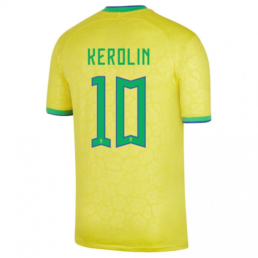 Enfant Maillot Brésil Kerolin Nicoli #10 Jaune Tenues Domicile 22-24 T-shirt Suisse