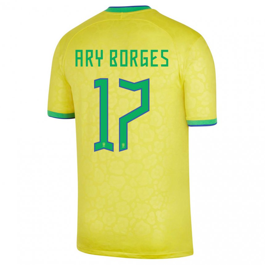 Enfant Maillot Brésil Ary Borges #17 Jaune Tenues Domicile 22-24 T-shirt Suisse