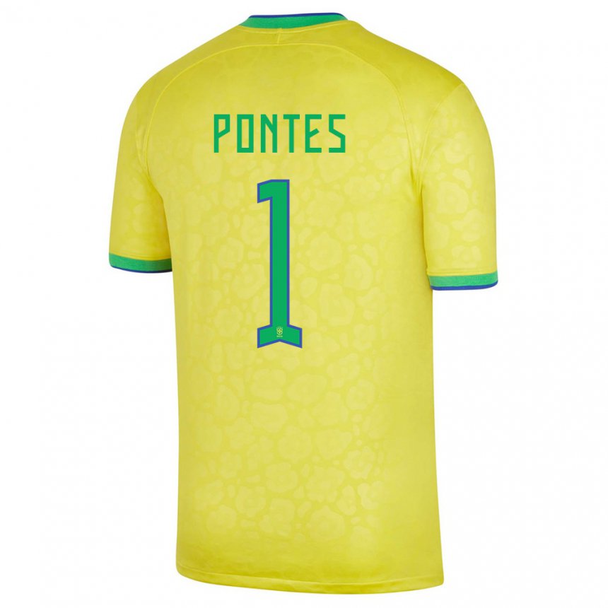 Enfant Maillot Brésil Mycael Pontes #1 Jaune Tenues Domicile 22-24 T-shirt Suisse