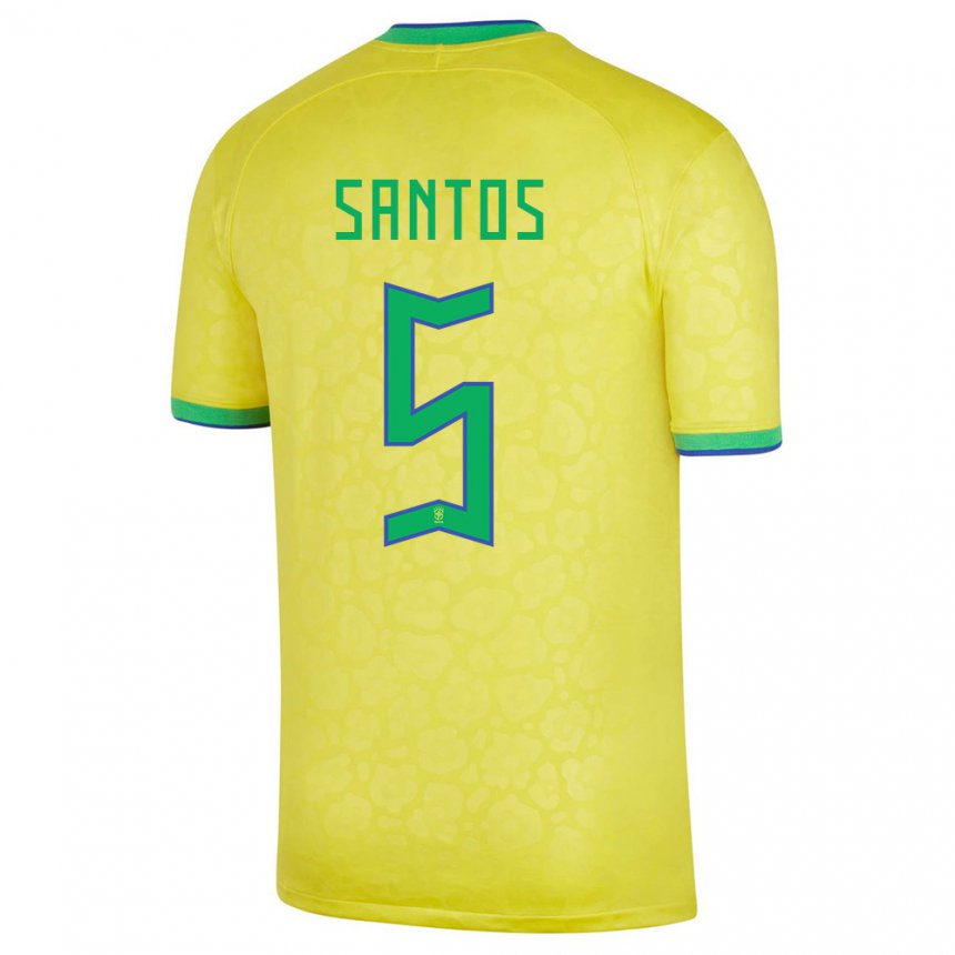 Enfant Maillot Brésil Andrey Santos #5 Jaune Tenues Domicile 22-24 T-shirt Suisse