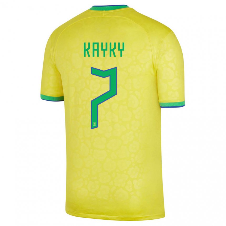 Enfant Maillot Brésil Kayky #7 Jaune Tenues Domicile 22-24 T-shirt Suisse