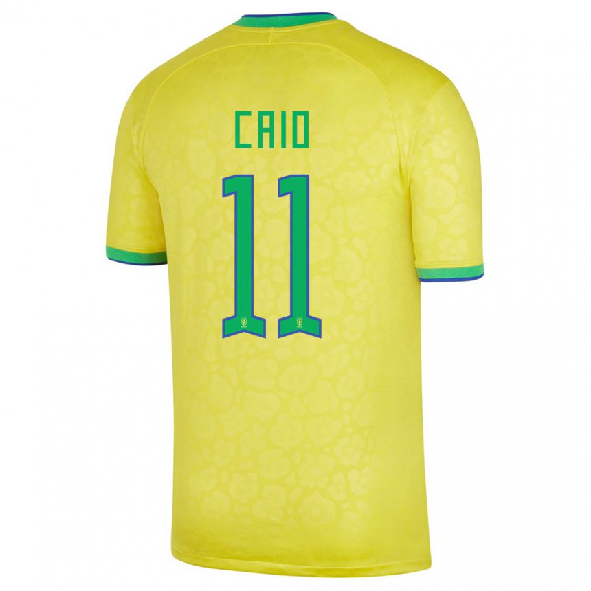 Enfant Maillot Brésil Caio #11 Jaune Tenues Domicile 22-24 T-shirt Suisse