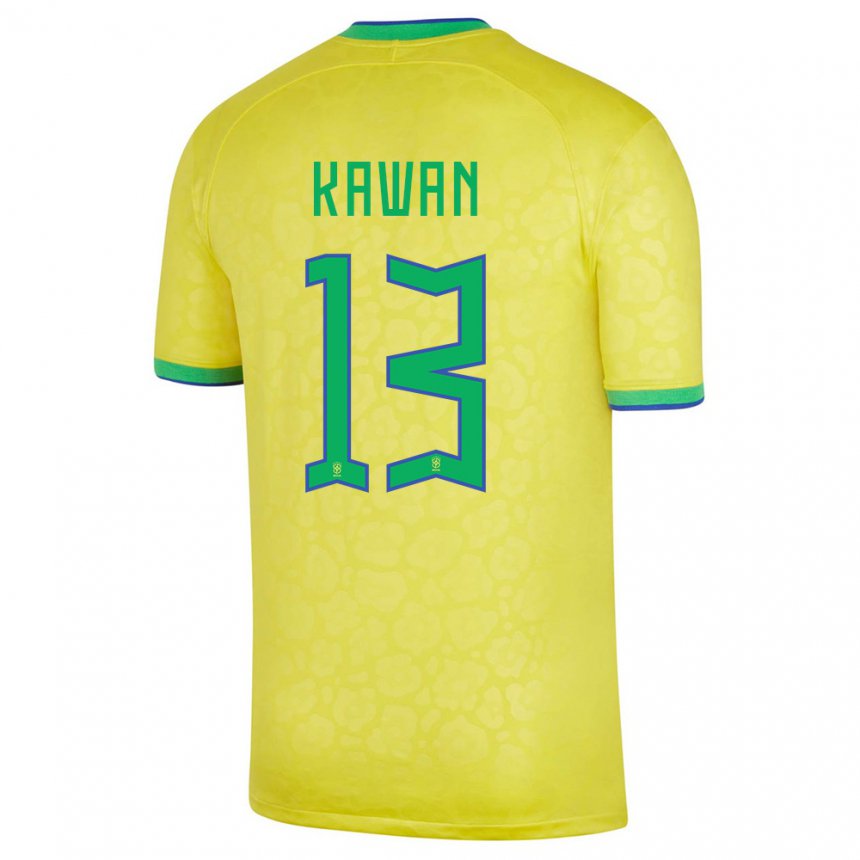 Enfant Maillot Brésil Lucas Kawan #13 Jaune Tenues Domicile 22-24 T-shirt Suisse