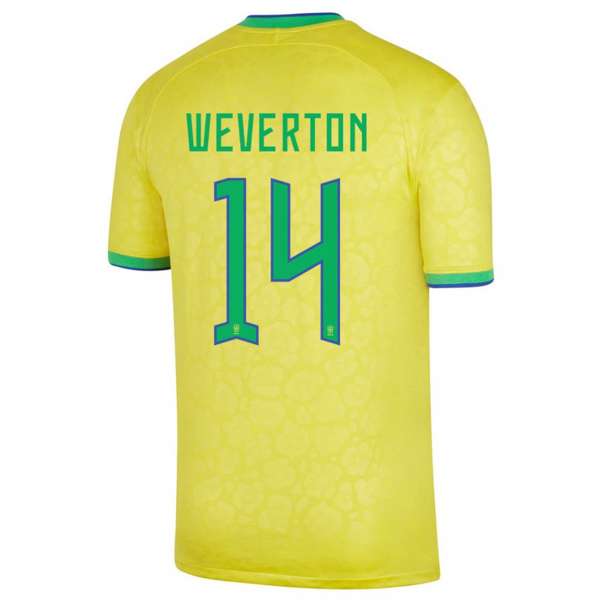 Enfant Maillot Brésil Weverton #14 Jaune Tenues Domicile 22-24 T-shirt Suisse
