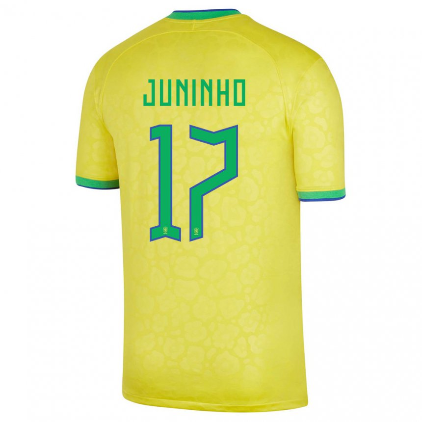 Enfant Maillot Brésil Juninho #17 Jaune Tenues Domicile 22-24 T-shirt Suisse