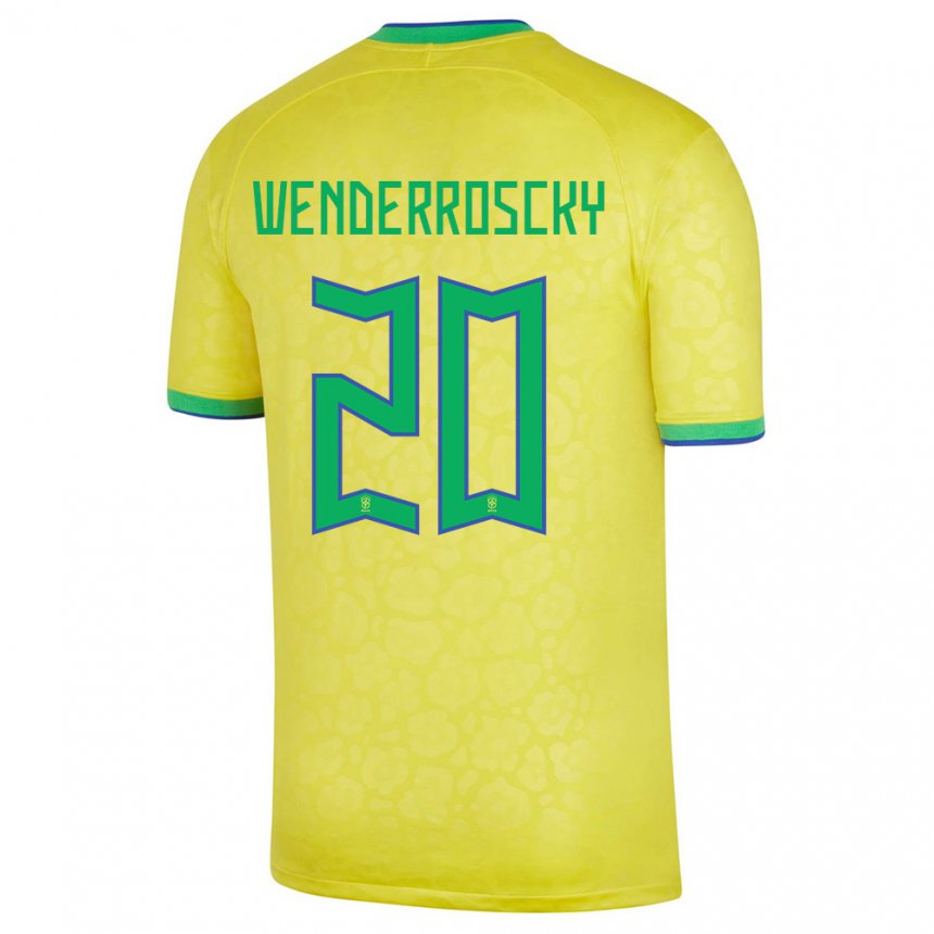 Enfant Maillot Brésil Arthur Wenderroscky #20 Jaune Tenues Domicile 22-24 T-shirt Suisse
