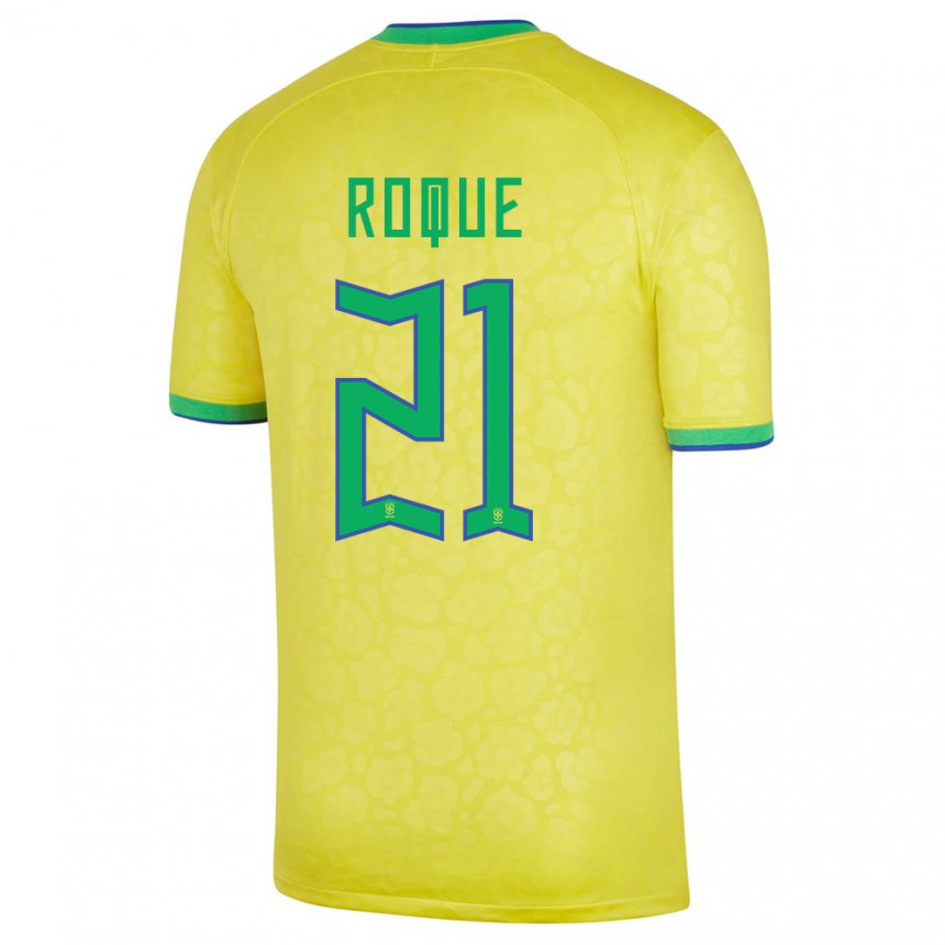 Enfant Maillot Brésil Vitor Roque #21 Jaune Tenues Domicile 22-24 T-shirt Suisse