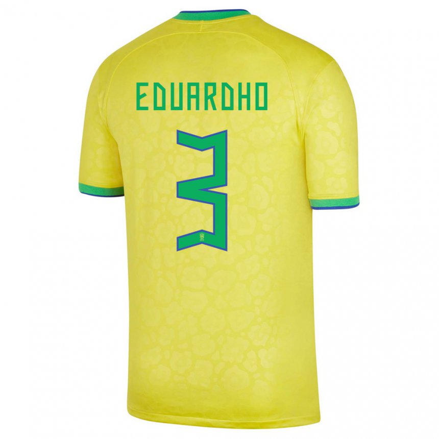 Enfant Maillot Brésil Eduardho #3 Jaune Tenues Domicile 22-24 T-shirt Suisse