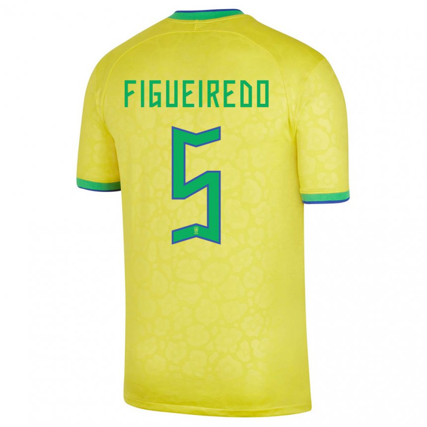 Enfant Maillot Brésil Vitor Figueiredo #5 Jaune Tenues Domicile 22-24 T-shirt Suisse