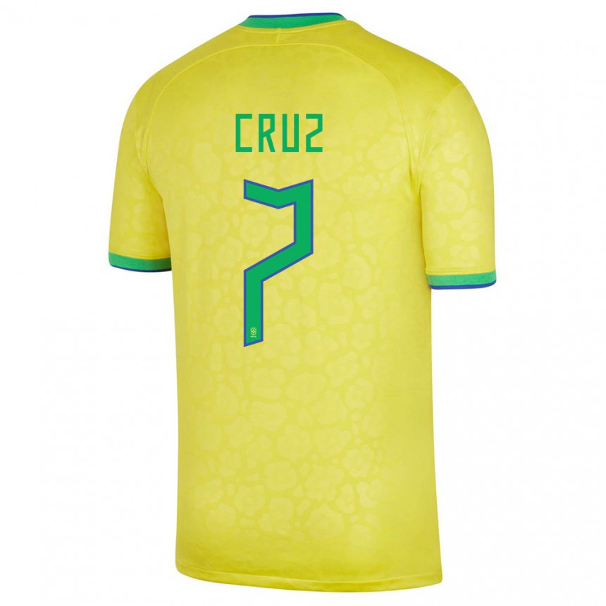 Enfant Maillot Brésil Joao Cruz #7 Jaune Tenues Domicile 22-24 T-shirt Suisse