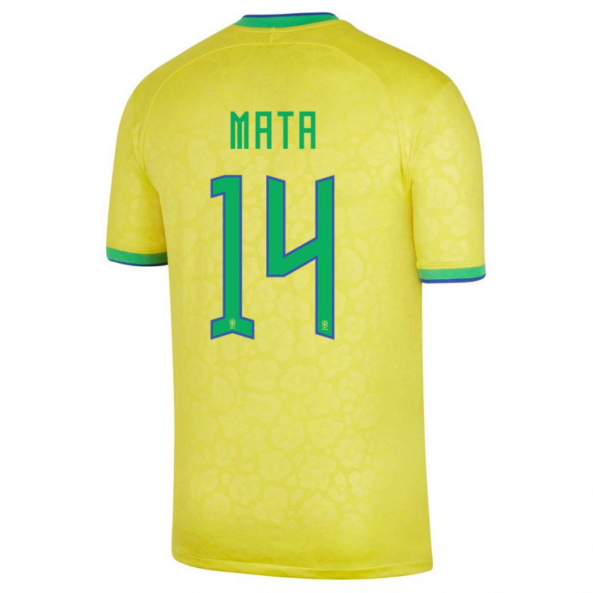Enfant Maillot Brésil Da Mata #14 Jaune Tenues Domicile 22-24 T-shirt Suisse