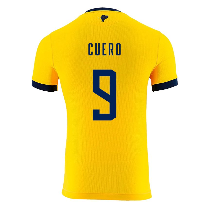 Enfant Maillot Équateur Justin Cuero #9 Jaune Tenues Domicile 22-24 T-shirt Suisse
