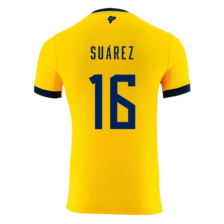 Enfant Maillot Équateur Ariel Suarez #16 Jaune Tenues Domicile 22-24 T-shirt Suisse