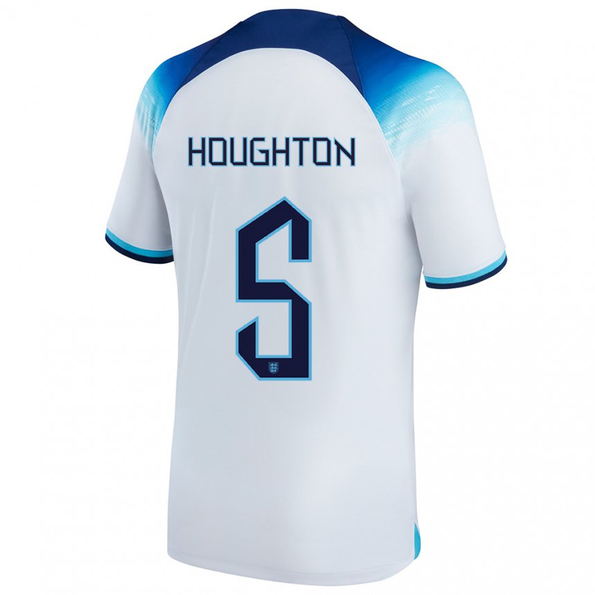 Enfant Maillot Angleterre Steph Houghton #5 Blanc Bleu  Tenues Domicile 22-24 T-shirt Suisse