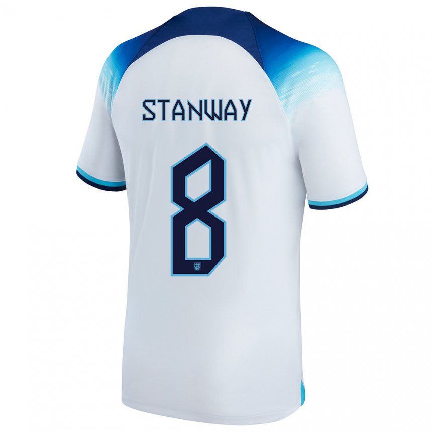 Enfant Maillot Angleterre Georgia Stanway #8 Blanc Bleu  Tenues Domicile 22-24 T-shirt Suisse