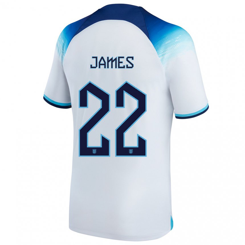 Enfant Maillot Angleterre Lauren James #22 Blanc Bleu  Tenues Domicile 22-24 T-shirt Suisse