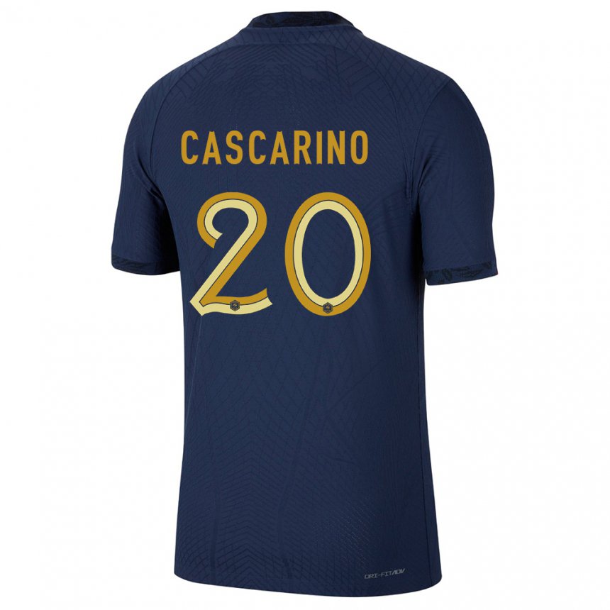 Enfant Maillot France Delphine Cascarino #20 Bleu Marine Tenues Domicile 22-24 T-shirt Suisse