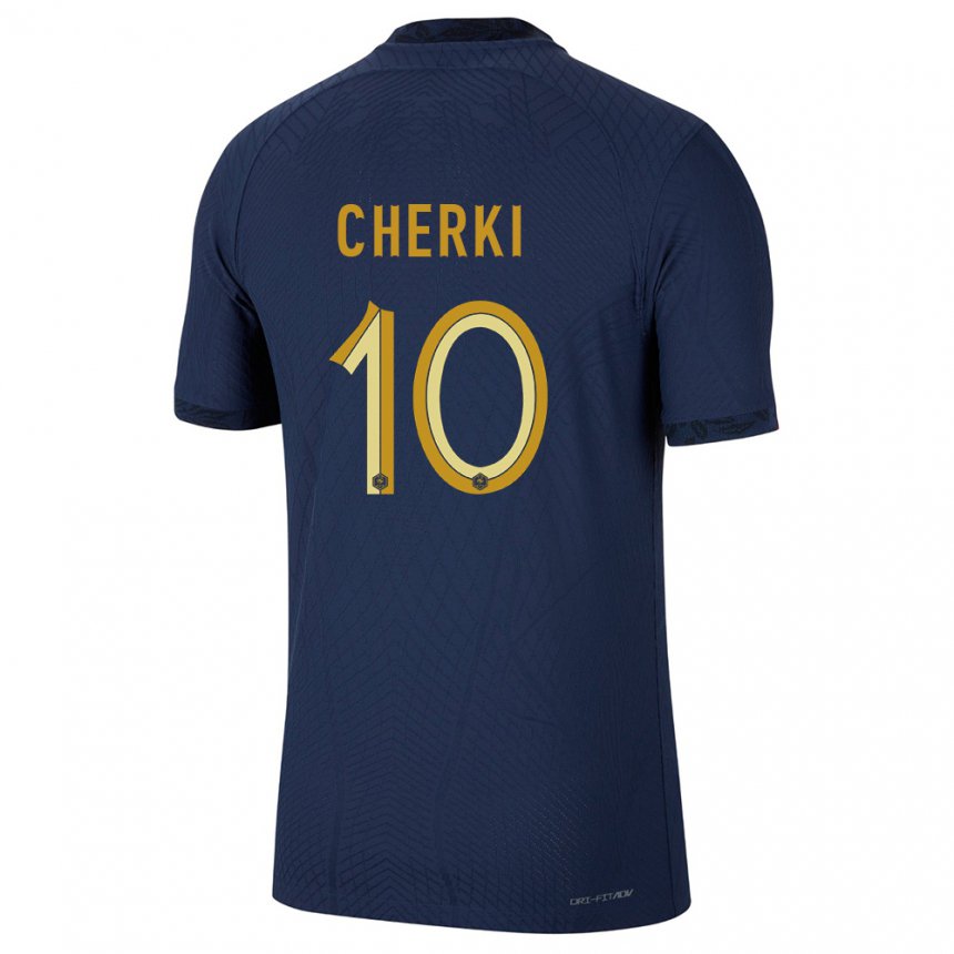 Enfant Maillot France Rayan Cherki #10 Bleu Marine Tenues Domicile 22-24 T-shirt Suisse