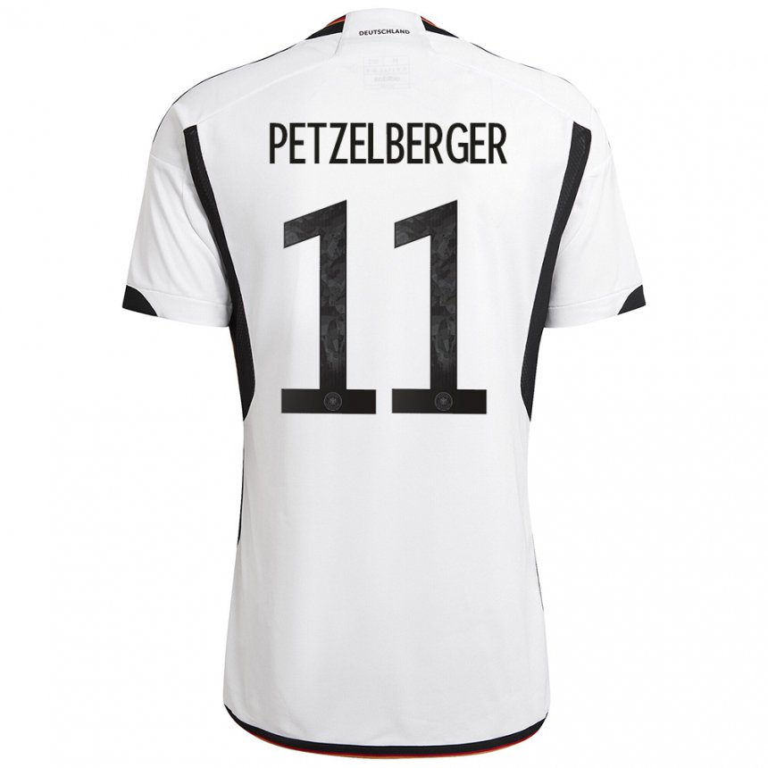 Enfant Maillot Allemagne Ramona Petzelberger #11 Blanc Noir Tenues Domicile 22-24 T-shirt Suisse