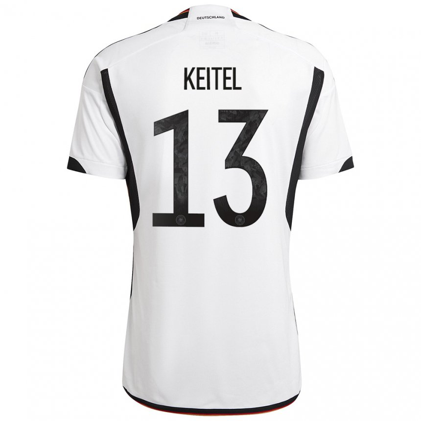 Enfant Maillot Allemagne Yannik Keitel #13 Blanc Noir Tenues Domicile 22-24 T-shirt Suisse