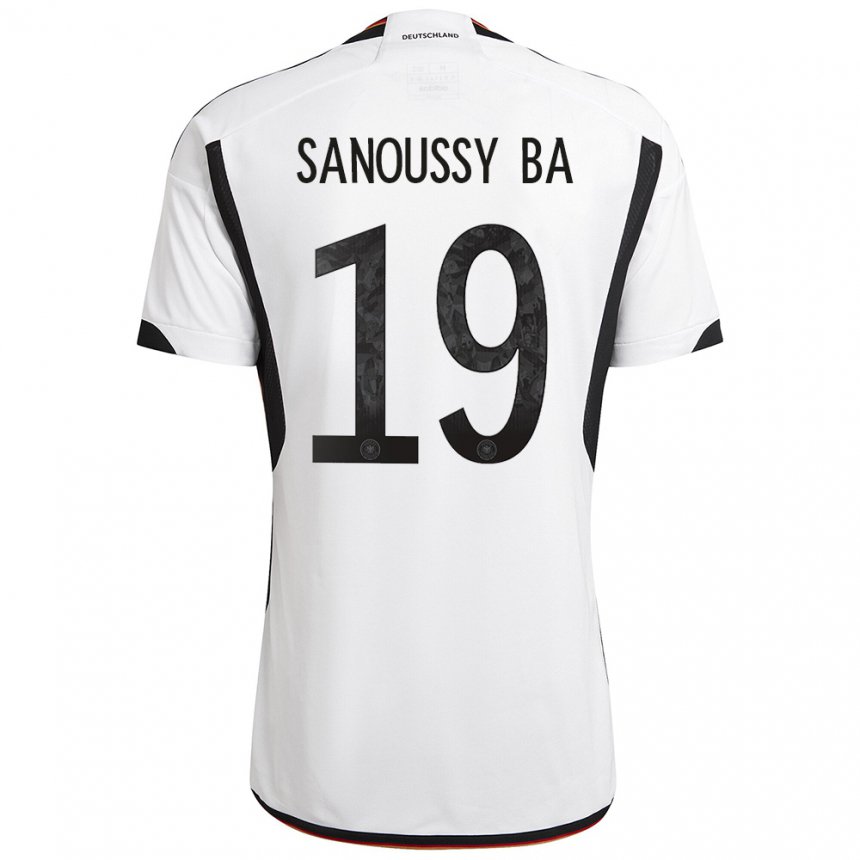 Enfant Maillot Allemagne Sanoussy Ba #19 Blanc Noir Tenues Domicile 22-24 T-shirt Suisse