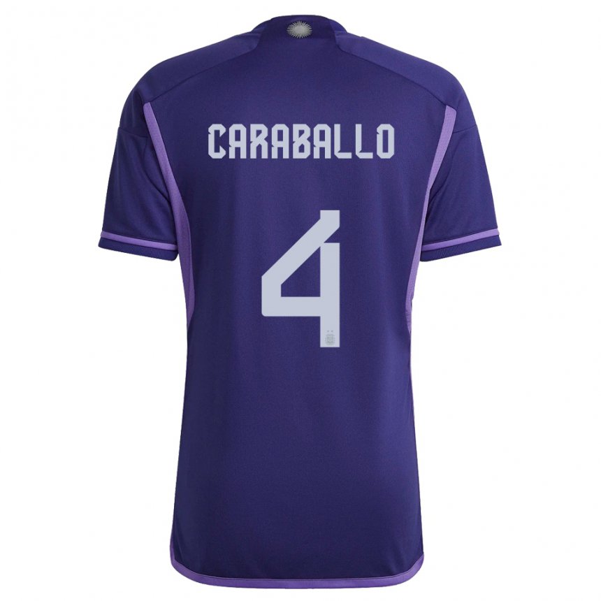 Enfant Maillot Argentine Brian Caraballo #4 Violet Tenues Extérieur 22-24 T-shirt Suisse