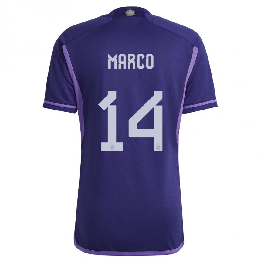Enfant Maillot Argentine Francisco Marco #14 Violet Tenues Extérieur 22-24 T-shirt Suisse