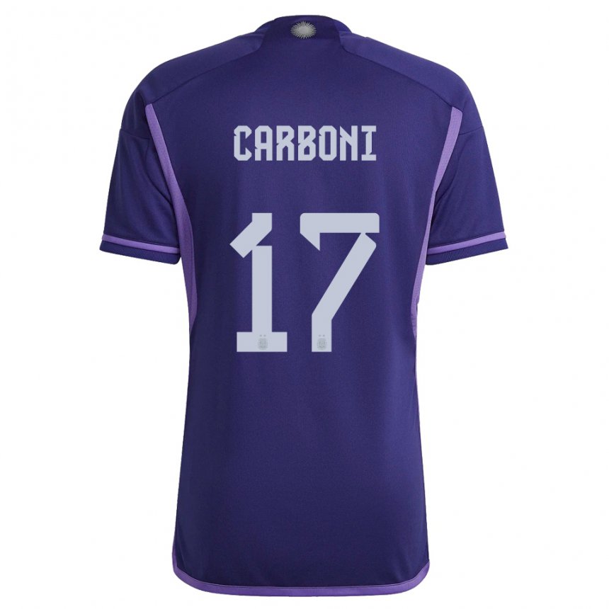 Enfant Maillot Argentine Valentin Carboni #17 Violet Tenues Extérieur 22-24 T-shirt Suisse