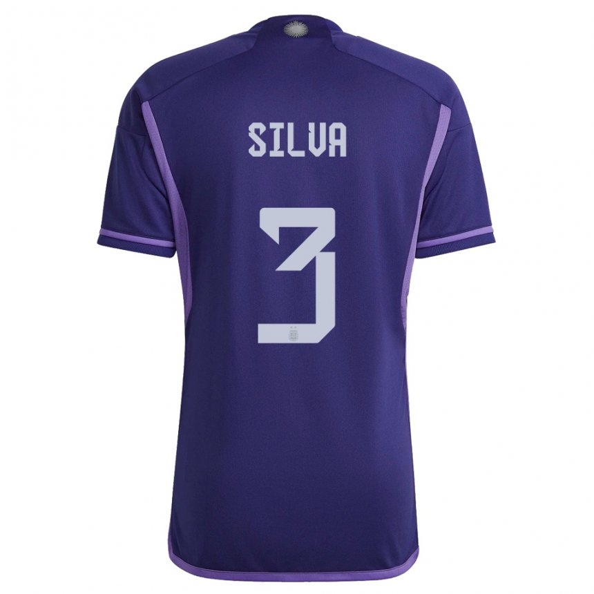 Enfant Maillot Argentine Tomas Silva #3 Violet Tenues Extérieur 22-24 T-shirt Suisse