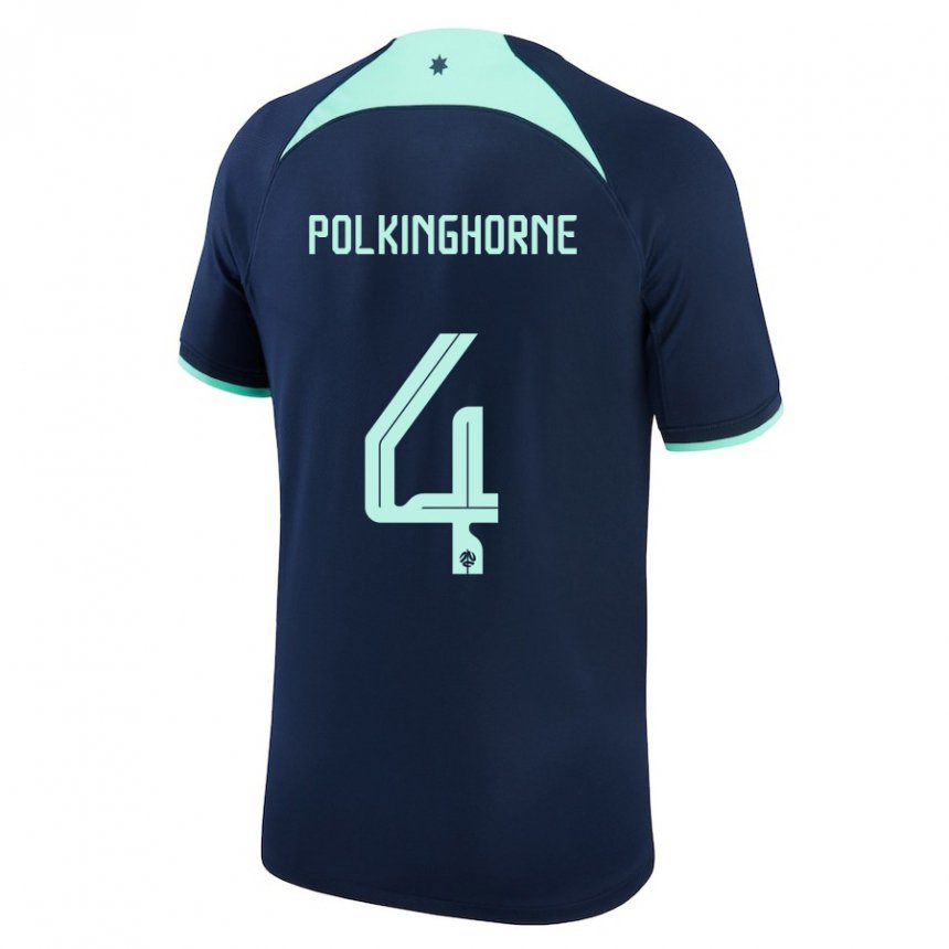Enfant Maillot Australie Clare Polkinghorne #4 Bleu Foncé Tenues Extérieur 22-24 T-shirt Suisse