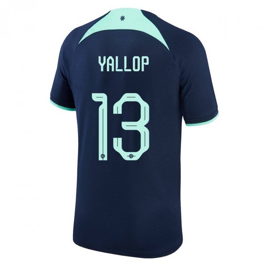 Enfant Maillot Australie Tameka Yallop #13 Bleu Foncé Tenues Extérieur 22-24 T-shirt Suisse