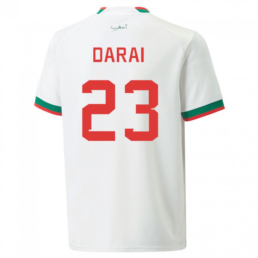 Enfant Maillot Maroc Hamza Darai #23 Blanc Tenues Extérieur 22-24 T-shirt Suisse