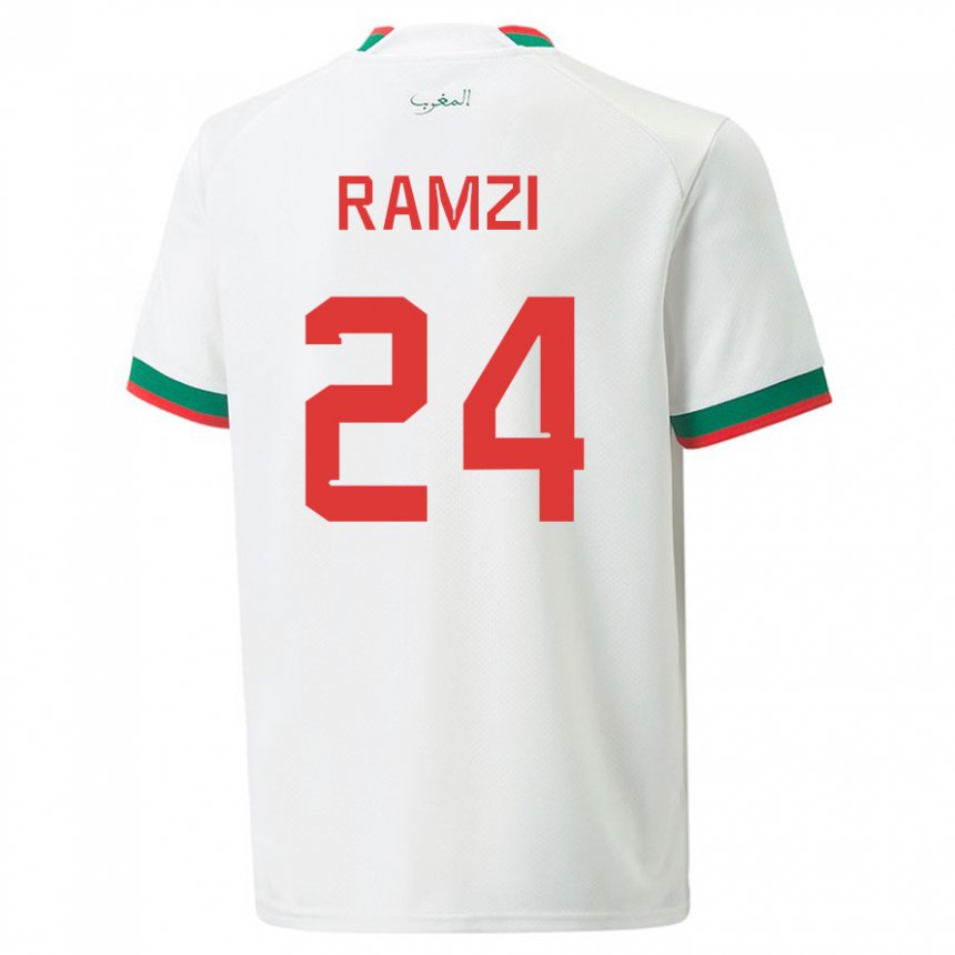 Enfant Maillot Maroc Achraf Ramzi #24 Blanc Tenues Extérieur 22-24 T-shirt Suisse