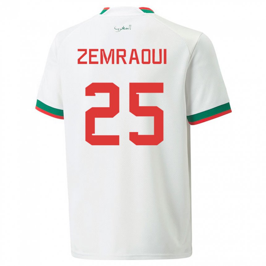 Kinder Marokkanische Oussama Zemraoui #25 Weiß Auswärtstrikot Trikot 22-24 T-shirt Schweiz