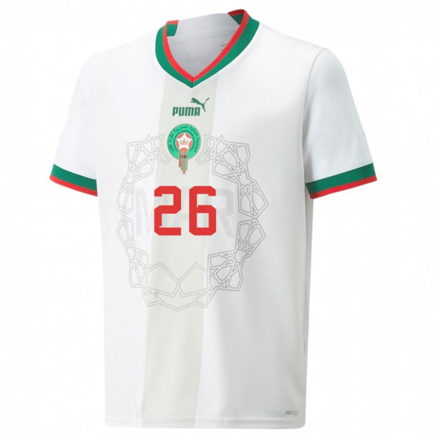 Kinder Marokkanische Taha Alachbili #26 Weiß Auswärtstrikot Trikot 22-24 T-shirt Schweiz