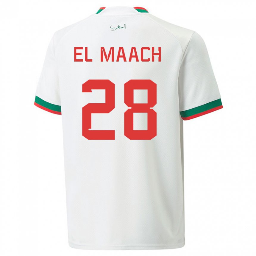 Enfant Maillot Maroc Fouad El Maach #28 Blanc Tenues Extérieur 22-24 T-shirt Suisse