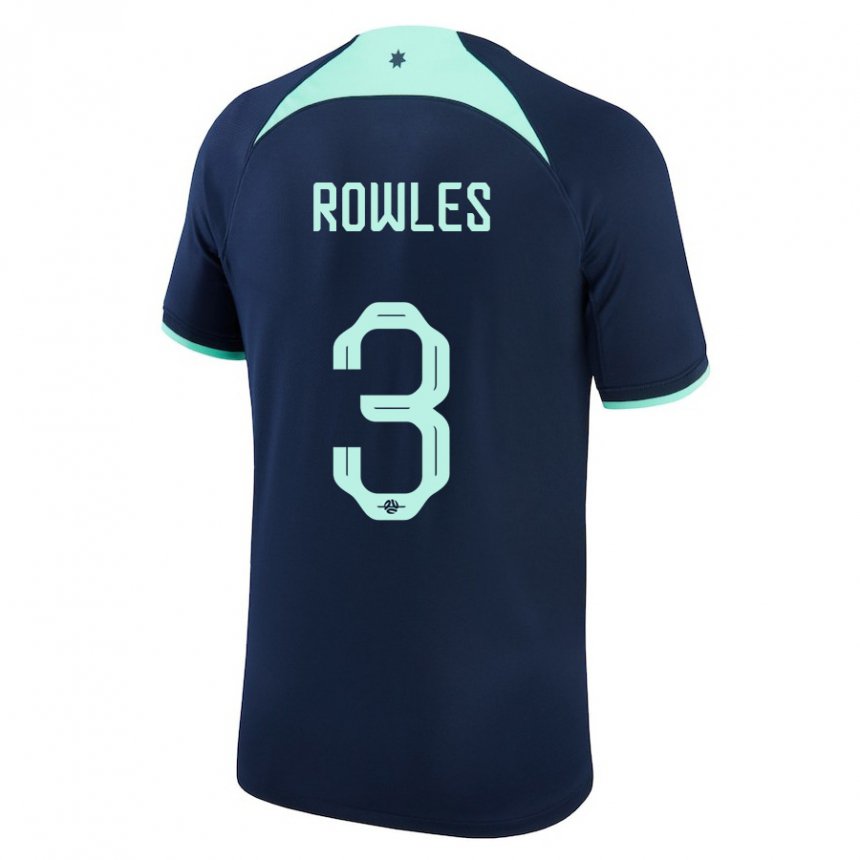 Enfant Maillot Australie Kye Rowles #3 Bleu Foncé Tenues Extérieur 22-24 T-shirt Suisse