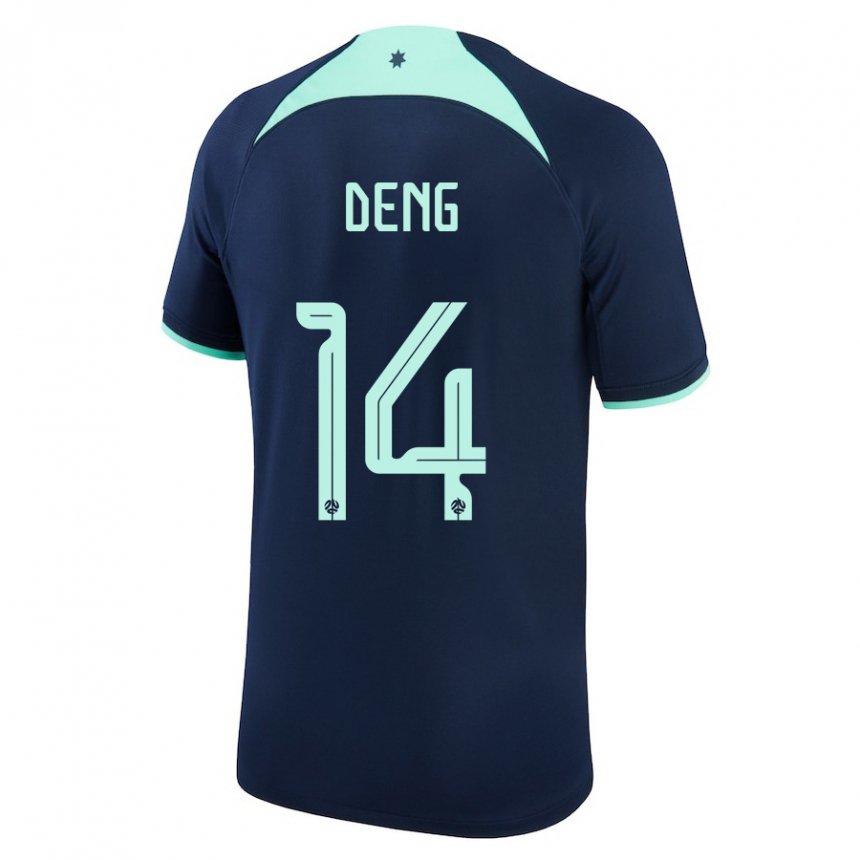 Enfant Maillot Australie Thomas Deng #14 Bleu Foncé Tenues Extérieur 22-24 T-shirt Suisse