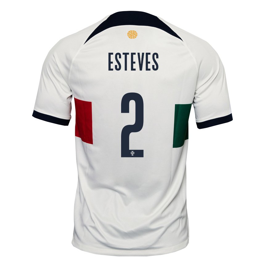 Enfant Maillot Portugal Goncalo Esteves #2 Blanc Tenues Extérieur 22-24 T-shirt Suisse